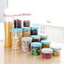 Transparent Sealed Jar Kitchen Noodle Storage Tank Plastic Grains Storage Cans Snack Storage Box,Blue 300ml