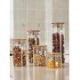 Yl Ly Glass Sealed Cans Bamboo Cover With Buckle Lock Dried Fruit Grain Medicine Storage Storage Bottle Kitchen 400Ml Hj201