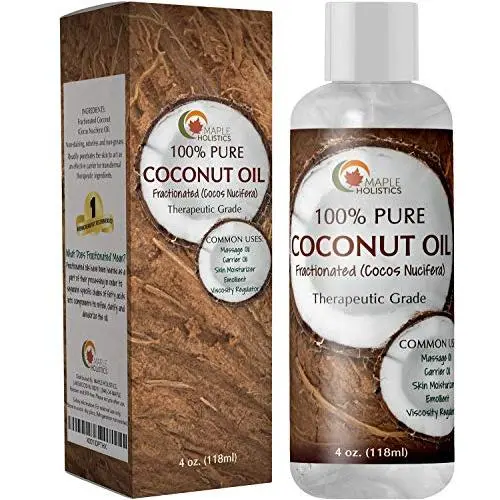 Kokosöl, fraktioniert, als therapeutisches Trägeröl zur Feuchtigkeitspflege für Gesicht und Körper, natürlicher Anti-Aging-Augencreme, Aromatherapie-Massageöl und Anti-Frizz-Spülung für trockenes und beschädigtes Haar.
