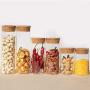 Newerlives Air Tight Storage Jar, Glass Storage Tank with a Natural Bamboo Lid, 450 ML, 650 ML, 950 ML (Cork, 450ML)