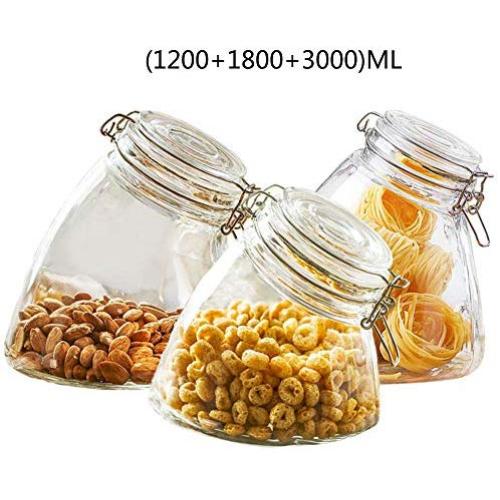 Glass Sealed Jars, Kitchen Household Grain Storage Tanks, Storage, Spices/Flower Tea/Oatmeal/Beans