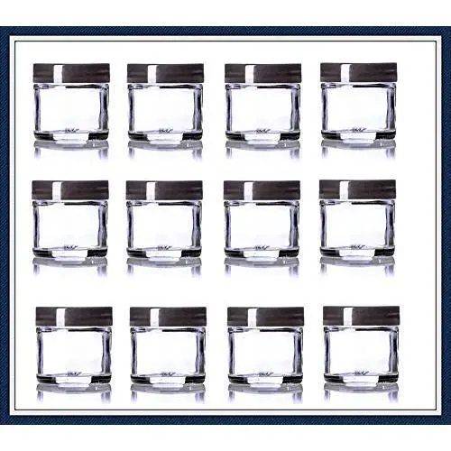 Meta Funky: Großhandel Wachsglasbehälter mit Deckeln, 5ml / 1,2“x1,2“ schwarzer Schraubverschluss, schwerer Glasbehälter für Einzelhandel oder Großhandel Verpackung.