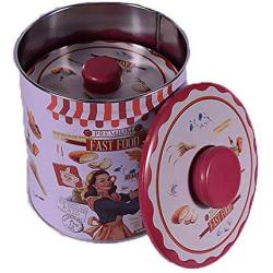 Tin Bucket Canister Metal Iron Storage Box with Lid Set of 2