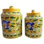 Handgemachte Keramik-Behälter Set, 500 ml + 250 ml, blaue Keramik-Achar-Gläser, dekorative Keramik-Schutzgläser für Küche, ideal zur Aufbewahrung von Nüssen/Snacks/Gewürzen/Essiggurken/Desserts