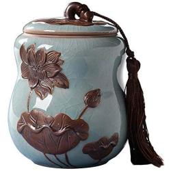 Black Temptation [Lotus-1] Ceramic Tea Canister Coffee Tins Spice Jar Exquisite Tea Caddy