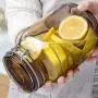 Glasbehälter für Mason Jars, Glashaue mit Deckeln für Trinken und Aufbewahrung, wiederverwendbarer Behälter für Saft, Milch, Großküchenutensilien, Kaffee, Tee, Snacks, runde Glashaue (Farbe: Kaffee, Größe: 500ml)