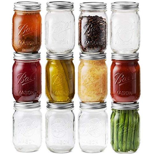 Ball Mason Jars 16 oz/Pint - 12 Regular Mouth Jars with Airtight lids & Bands - For Canning, Fermenting, Pickling - Beverages & Jar Decor. Microwave & Dishwasher Safe, Toxin Free.+ SEWANTA Jar Opener