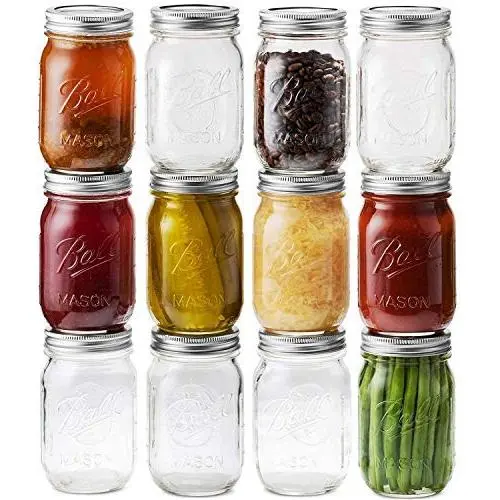 Ball Mason Jars 16 oz/Pint - 12 Regular Mouth Jars with Airtight lids & Bands - For Canning, Fermenting, Pickling - Beverages & Jar Decor. Microwave & Dishwasher Safe, Toxin Free.+ SEWANTA Jar Opener Ball Mason Jars 16 oz/Pint - 12 Regular Mouth Jars with Airtight lids & Bands - For Canning, Fermenting, Pickling - Beverages & Jar Decor. Microwave & Dishwasher Safe, Toxin Free.+ SEWANTA Jar Opener
