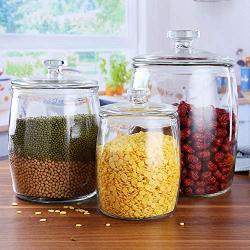 Glass Sealed Jars, Kitchen Household Cereal Containers, Storage Spices/Oatmeal/Beans/Rice