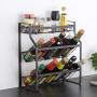 Stainless Steel Freestanding Spice Rack Organizer, Jar Cans Bottles Storage Shelf Holder for Home Bathroom, Kitchen Countertop Shelf (Color : Black, Size : 35 x 18 x 40 cm)