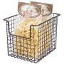 mDesign Household Metal Kitchen Pantry Food Storage Organizer Basket Bin - Farmhouse Grid Design or Cabinets, Cupboards, Shelves - Holds Potatoes, Onions, Fruit - 8" Wide, 8 Pack - Bronze