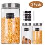 Glass Storage Canister Jars with Stainless Steel Lids For The Kitchen,Set of 3,57 oz