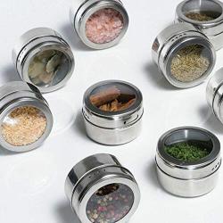 6pcs Magnetic Kitchen Stainless Steel Herb Spice Bottle Tidy Compact Jar Organiser (Silver)