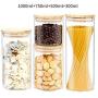 Food Storage Cereal Container Air Tight Canisters With Bamboo Lids Glass Jars Kitchen Storage Containers,Set Of 4