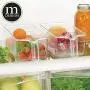 mDesign Kunststoff Küchenschränkchen-Kühlschrank Lebensmittel Lagerbehälter mit Griff – zur Organisation von Einzelverpackungen, Snacks, Lebensmitteln, Obst und Gemüse – Medium, 6er Pack – Klar