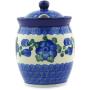 Polish Pottery Jar with Lid with Opening 5-inch Blue Poppies