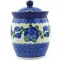 Polish Pottery Jar with Lid with Opening 5-inch Blue Poppies Polish Pottery Jar with Lid with Opening 5-inch Blue Poppies