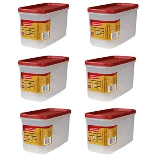 Boîtes de Rangement Alimentaire Sec Rubbermaid - 6 Pièces, Base Claire avec Graduation (10 Tasses) Boîtes de Rangement Alimentaire Sec Rubbermaid - 6 Pièces, Base Claire avec Graduation (10 Tasses)