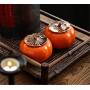 Ceramic Ashtray,Persimmon Decorative Boxes Kaki Food Bins Canisters Portable Tea Cans Jewelry Box Candy Storage Organization Sets Cookie Jars Canisters 60g Mini Gift Xmas (double)
