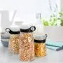Elfen Glas Aufbewahrungskanister Set von 3 ? Skandinavischer Stil Glas Küchenbehälter mit Messbecherdeckeln
