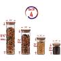 Homily 450-1650 4Pcs Round Shape Glass Food Storage Jar Set with Airtight Bamboo Lid Seal (4, S,M,L,XL)