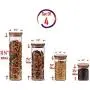 Ensemble de 4 Pots de Rangement en Verre Rond (4, S,M,L,XL) avec Couvercle en Bambou Étanchéifié Ensemble de 4 Pots de Rangement en Verre Rond (4, S,M,L,XL) avec Couvercle en Bambou Étanchéifié