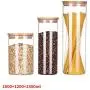 Bocal en Verre Clair ALXDR avec Couvercle en Bambou Étanche, 3 Récipients Grands et Petits pour Thé, Café, Bonbons, Biscuits Bocal en Verre Clair ALXDR avec Couvercle en Bambou Étanche, 3 Récipients Grands et Petits pour Thé, Café, Bonbons, Biscuits