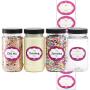 8 Ounce Tall Clear Empty Plastic Jars with Screw-on Lids & Labels - 12 Pack BPA Free Airtight Containers - Food Grade Refillable Holder - Ideal for Kitchen Storage, Candy, Crafts, Beauty & Cosmetic