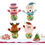 Toyvian 4PCS Christmas Candy Jar Round Santa Snowman Bear Deer Candy Storage Can Xmas Sugar Jars for Holiday