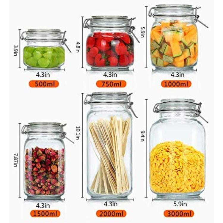 Kitchen Storage Containers With Lids Set of 6 Kitchen Canisters-Cookie,  oatmeal, fruit, Rice and Spice