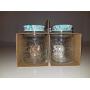 The Pioneer Woman Set of 4 Betsy Mason Storage Jars 16oz- Blue Floral Lids