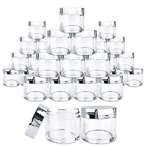 Beauticom 30 Stück 30g/30ml (1 Oz) Runde Klare Gläser mit Silbernebel-Flachdeckeln für Kräuter, Gewürze, losen Kräutertee, Kaffee und andere Lebensmittel – BPA-frei