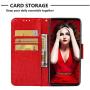Soft PU Leather Wallet Case for Huawei Mate 20,Flip Stand Case for Huawei Mate 20,Moiky Classic Retro Red 3D Owl Design Solid Color Purse Folio Magnetic Cover with Wrist Strap