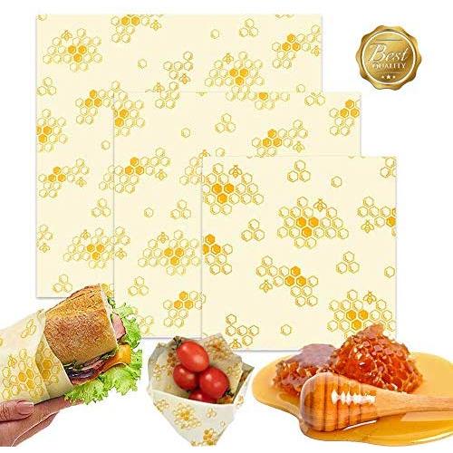 Organic Beeswax Food Wraps, Reusable, Zero Waste, Eco Friendly, Plastic Free Alternative for Food Storage containers, Sandwich, Snack Wrap | Plastic Free |- Set 1 Small, 1 Medium, 1 Large