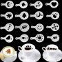 JUSTDOLIFE Stainless Steel Powder Shakers All Purpose Shakers Spice Shaker Bottles with 16Pcs Coffee Stencils 2Pcs