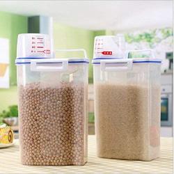 New Design Storage Organizer Cereal Container Rice Grain Bean Measuring Cup Sealed, Kitchen Storage Containers - Plastic Cereal Containers, Coffee Bean Container, Plastic Food Storage Containers