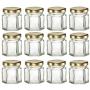 Nakpunar 12 pcs , 1.5 oz Mini Hexagon Glass Jars with Gold Lids