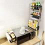 Kitchen Rack - Magnetic Fridge Organizer - 12.6x4.5x18.1 INCH - Colture Paper Towel Holder, Rustproof Spice Jars Rack, Wood Wrap holder, Refrigerator Shelf Storage With 5 Removable Hook, (Black)