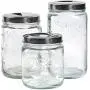Mason Craft & More Airtight Kitchen Food Storage Clear Glass Pop Up Lid Canister, 3 Piece Pop Up Canister Set