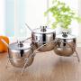 DUDDP Storage Spice lar set Stainless Steel Spice Jar Set Salt Sugar Seasoning Box Spice Container Condiment Pot Cruet Bottle Kitchen Cooking Tool