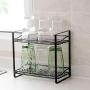Spice Jar Storage Rack Kitchen Countertop Condiment Storage Rack Wrought Iron Double Seasoning Bottle Rack (Color : Black)