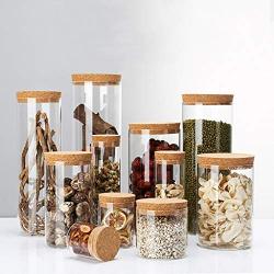 Sealed jar/Storage tank Glass Wooden stopper Transparent Assorted collection of airtight vintage dry food Containers 370ml（0.37L） (Size : 370ml1)