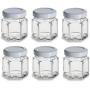 Nakpunar Hexagon Glass Jars (6, 1.5 oz (45 ml) w/White Lid)