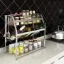 3 Tier Spice Rack, Stainless Steel Seasoning Organizer Standing Rack Shelf, Kitchen Spice Bottle Jar Holder Bathroom Storage Rack
