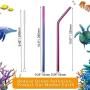 VEHHE Metal Straws Stainless Steel Straws 10.5'' Drinking Straws Reusable 4 Set - Ultra Long Rainbow Color-Cleaning Brush for 20/30 Oz for Yeti RTIC SIC Ozark Trail Tumblers (2 Straight|2 Bent|1 Brush)