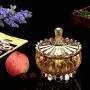HOUSIYU Glass Jar Round Transparent Candy Jar Food Storage Container, Snack Storage Dried Fruit Box, Suitable for Kitchen and Family Organization, Gold HOUSIYU Glass Jar Round Transparent Candy Jar Food Storage Container, Snack Storage Dried Fruit Box, Suitable for Kitchen and Family Organization, Gold