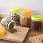 Kitchen Food Storage Jar Airtight Food Storage Kitchen Glass Jar Moisture-Proof Home Multi-Purpose Jam Bottle Cruet Glass Sealed Canister, (Color : 1080ml Orange)