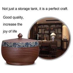 Food Storage Rice Storage Bucket Kitchen Storage Tank Sealing Cap Moisture-proof Jar Brown Round Can Porcelain Rice Cylinder Organization Sets (Color : Brown, Size : 2826cm)