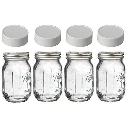 Mini Mason Spice Jars with Plastic Storage Lid 4oz (white)