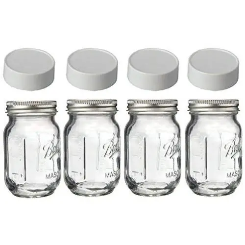 Mini Mason Spice Jars with Plastic Storage Lid 4oz (white) Mini Mason Spice Jars with Plastic Storage Lid 4oz (white)